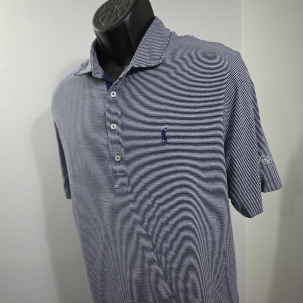 Polo Golf Ralph Lauren Golf Polo Mens L Gray Striped Coca-Cola Stretch Lisle